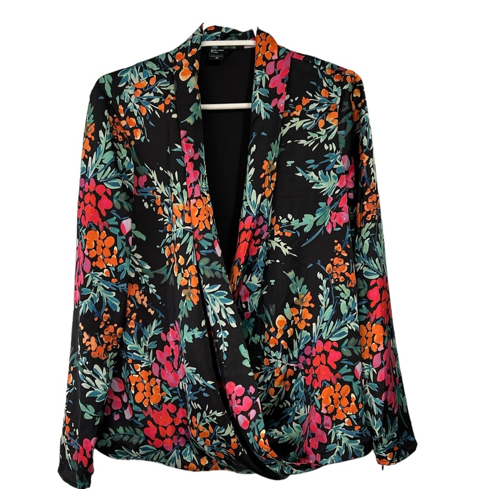 Marciano for Guess NWT Women’s long sleeve black colorful floral‎ shirt. Med.